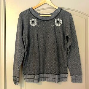 Margaret O'Leary 100 cotton floral detail pullover crew neck sweater size small